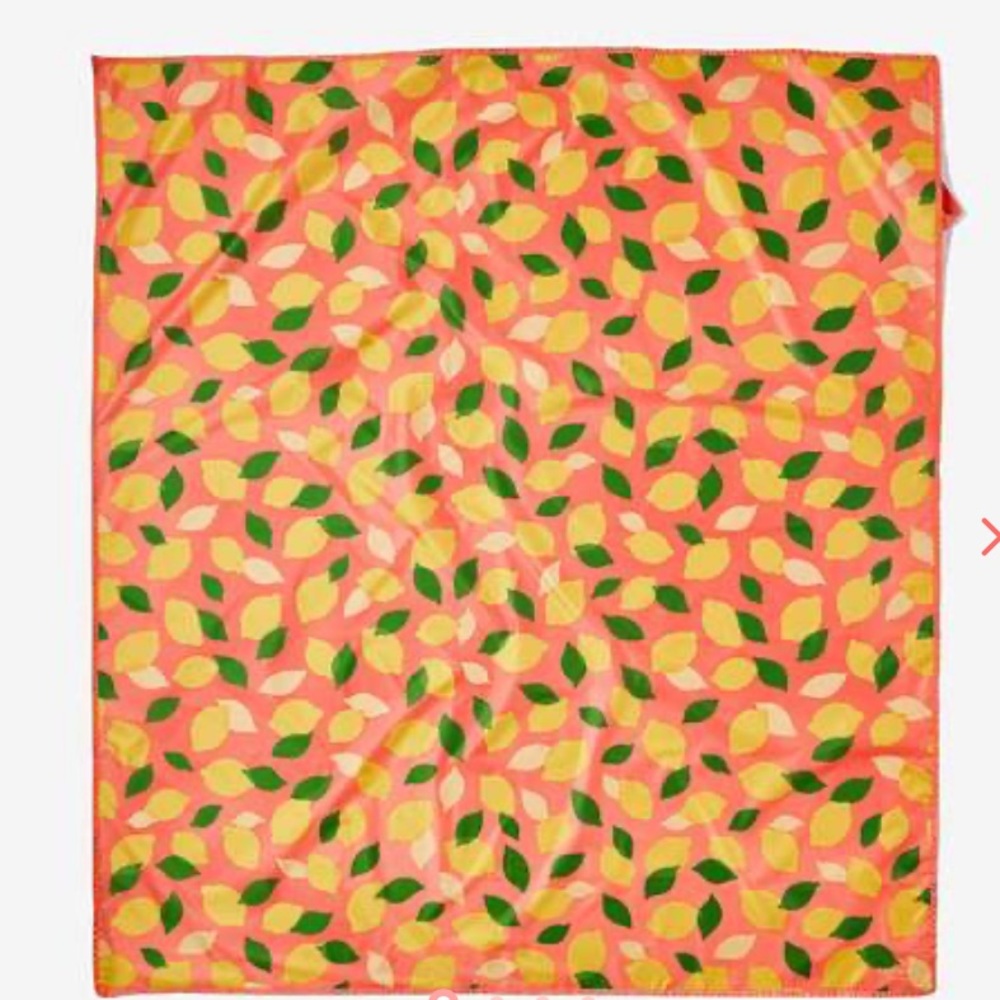 New KATE SPADE NY Picnic Blanket 100% Polyester 60” x 54” Lemon Print Soft - Picture 2 of 5